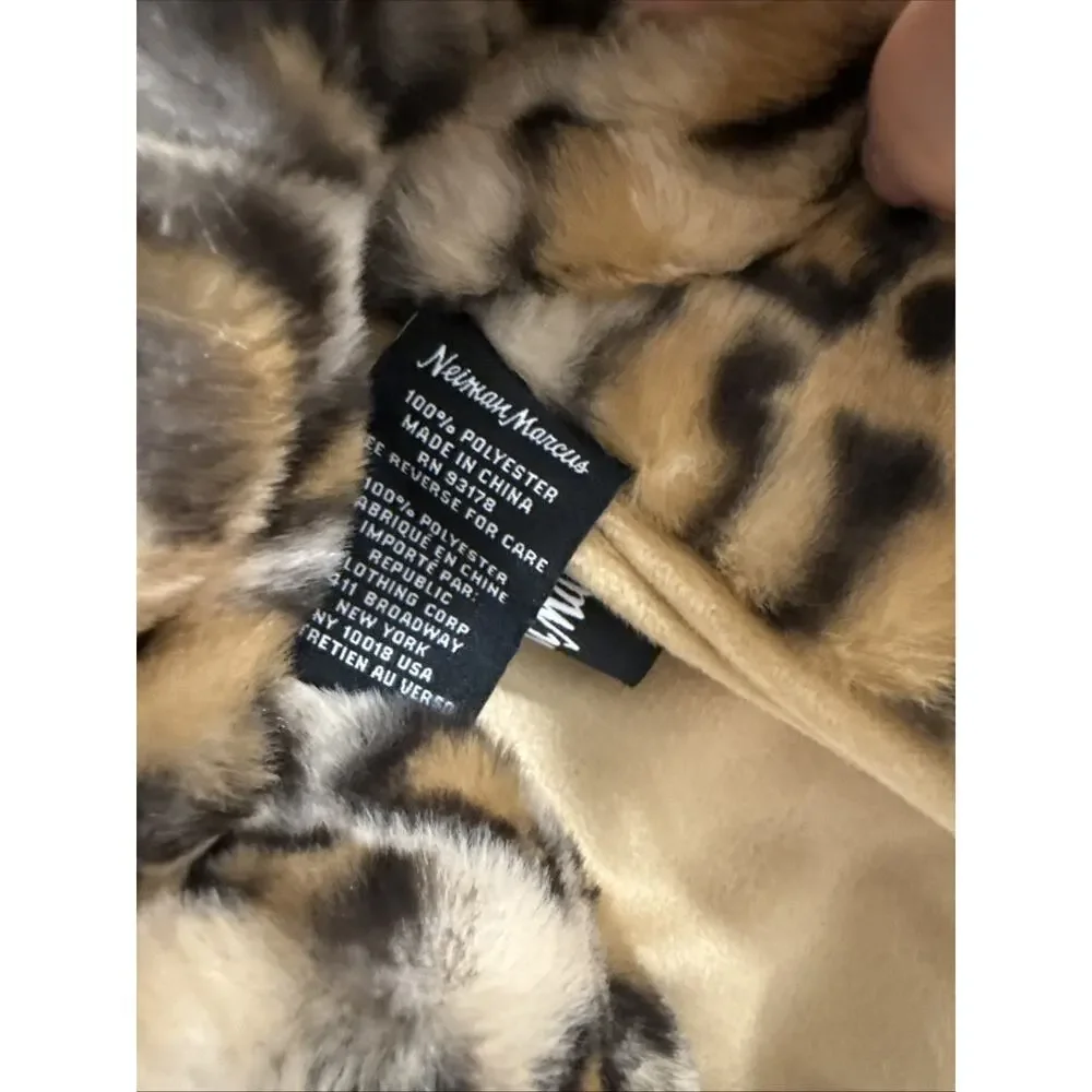 NEIMAN MARCUS Luxury CHEETAH Design Faux Mink Fur Throw Blanket NEW WITH TAGS